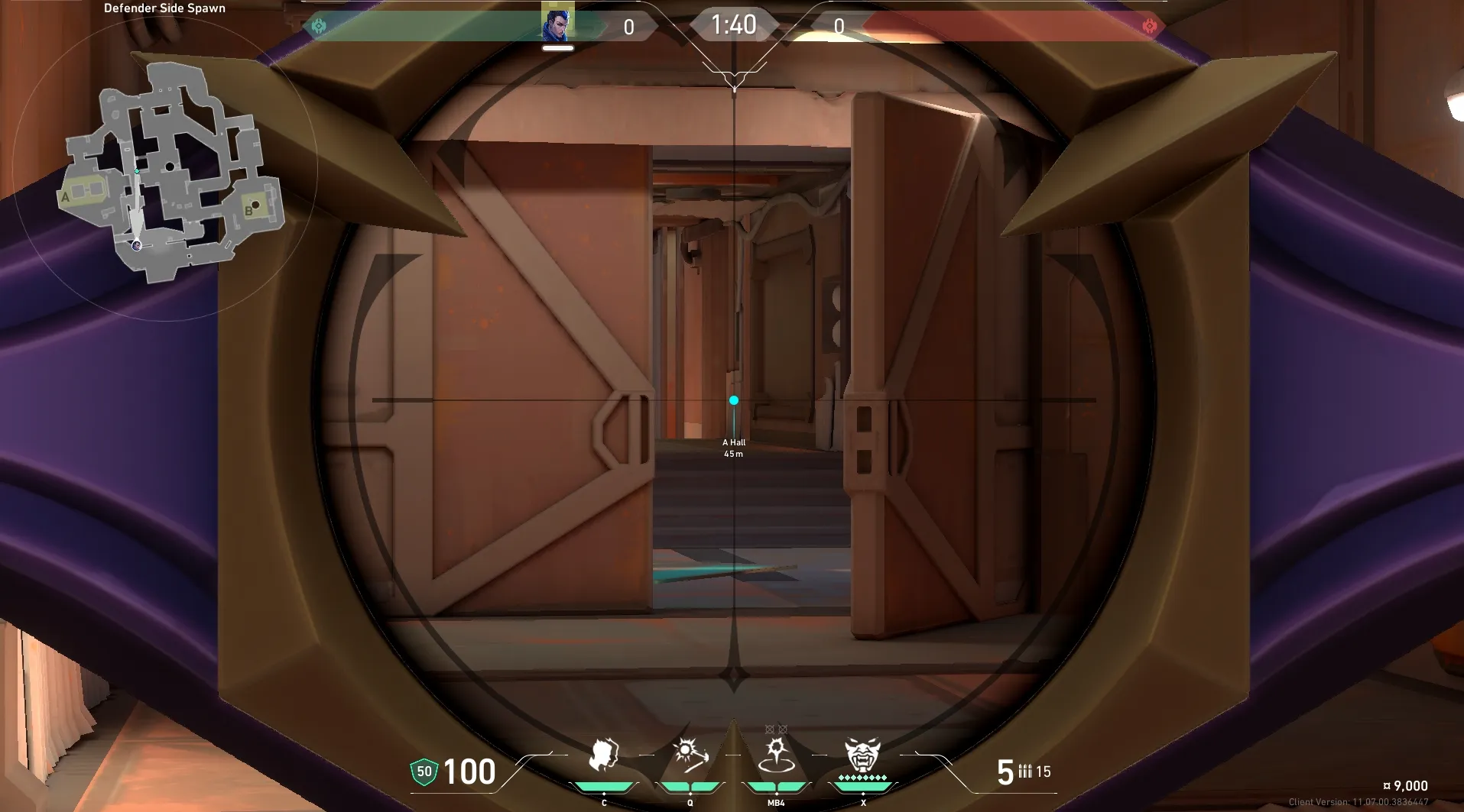Yoru Gatecrash on Breeze Defense Mid — step 3 of 4: Aim — line up the shot