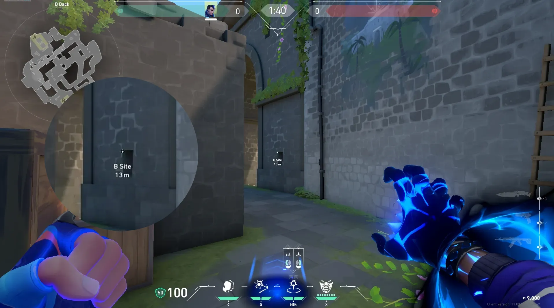 Yoru Gatecrash on Breeze Defense Site A — step 3 of 4: Aim — line up the shot