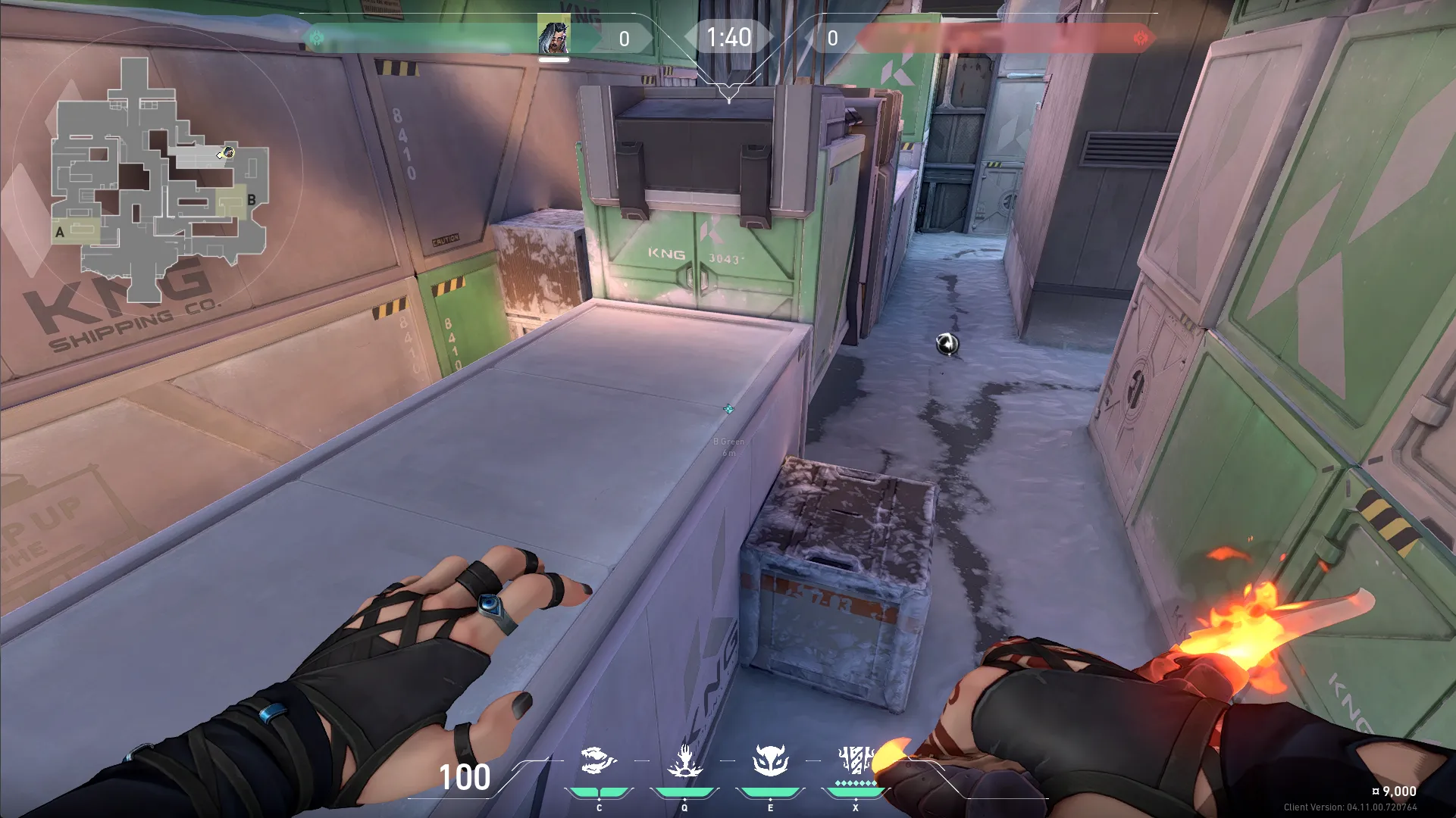 Ontop of B Green Crates to B Site as Attackers/retakers — Fade lineup on Icebox