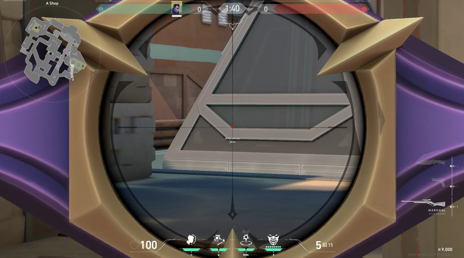 Yoru Gatecrash on Breeze Attack Site A — step 3 of 4: Aim — line up the shot