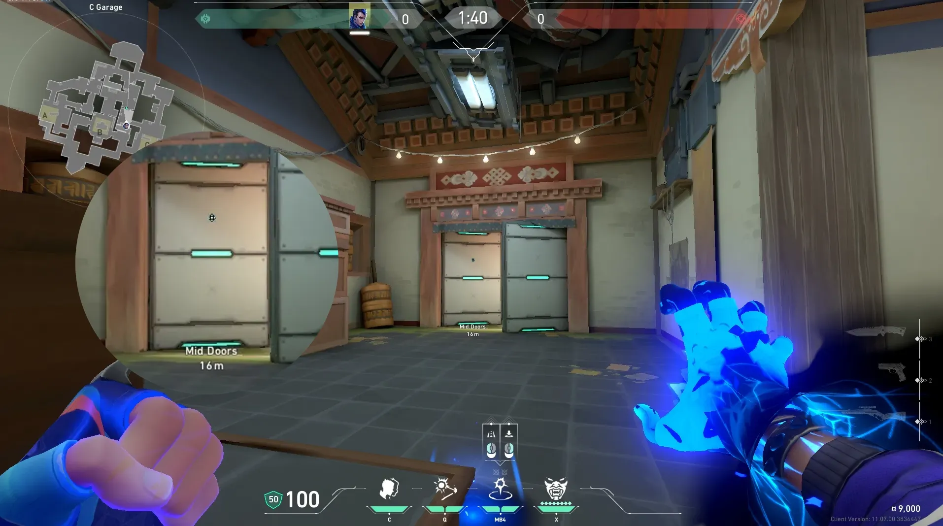 Yoru Gatecrash on Haven Defense Mid — step 2 of 4: Aim — line up the shot