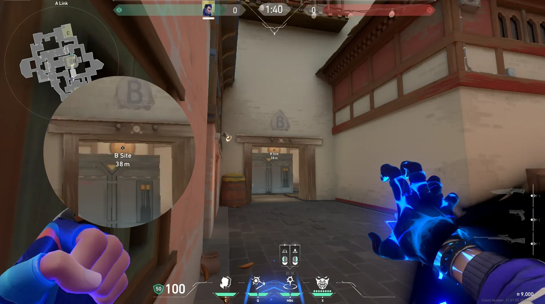 Yoru Gatecrash on Haven Defense Site C — step 2 of 3: Aim — line up the shot
