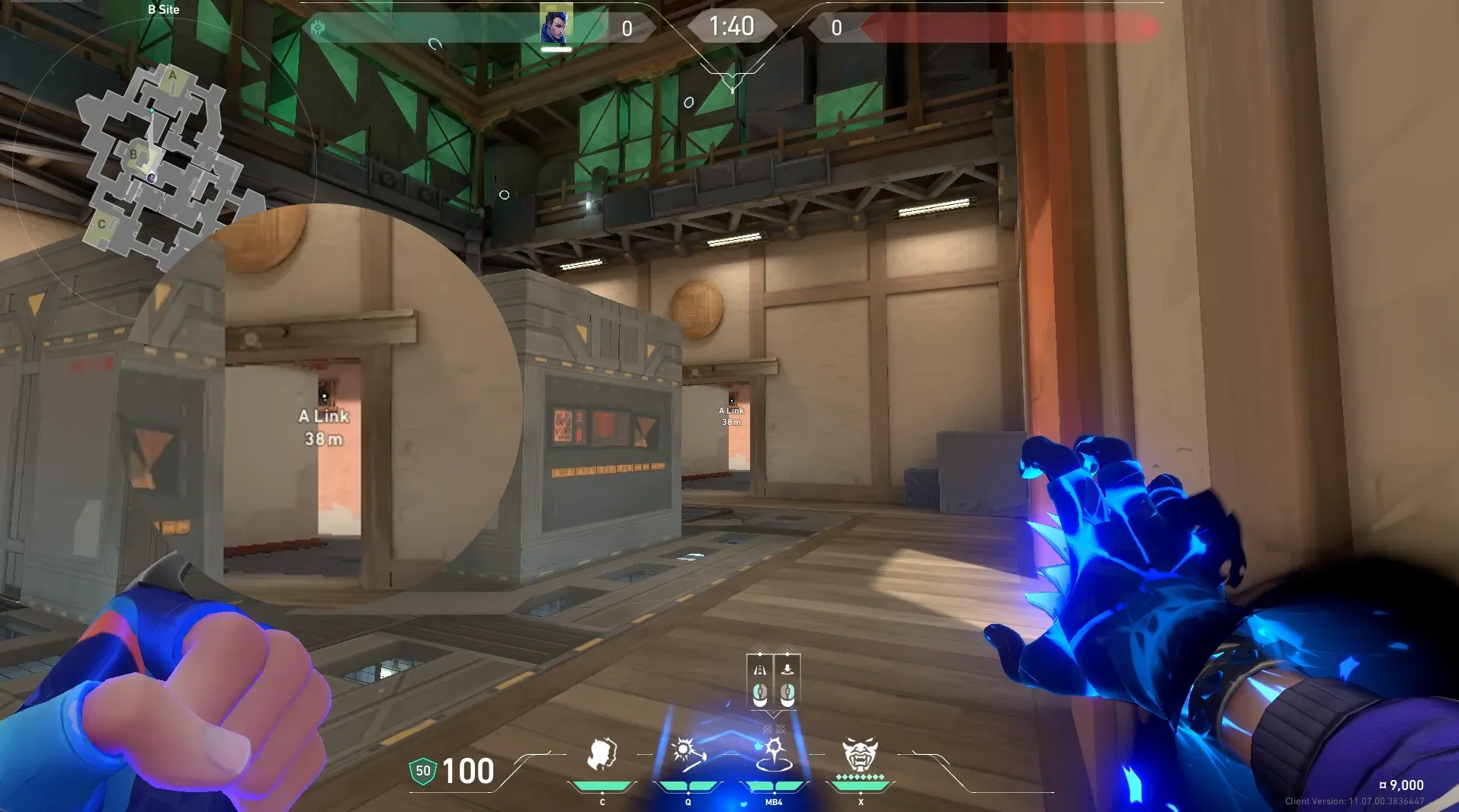 Yoru Gatecrash on Haven Defense Site A — step 2 of 3: Aim — line up the shot