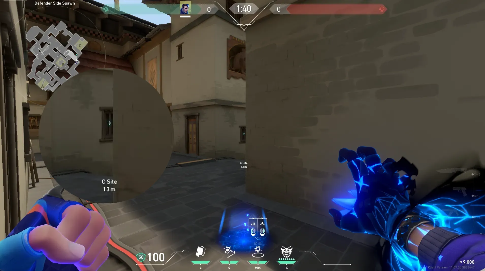 Yoru Gatecrash on Haven Defense Site C — step 2 of 3: Aim — line up the shot