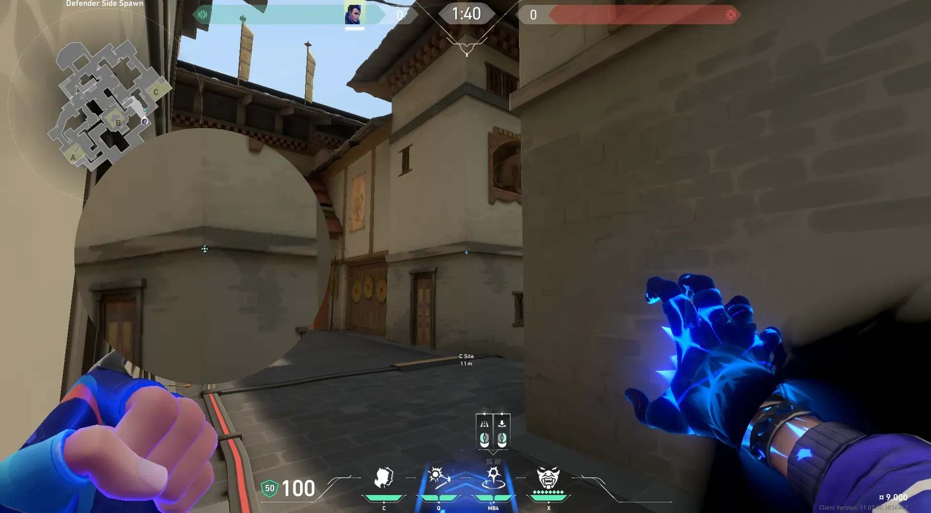 Yoru Gatecrash on Haven Defense Site C — step 2 of 3: Aim — line up the shot