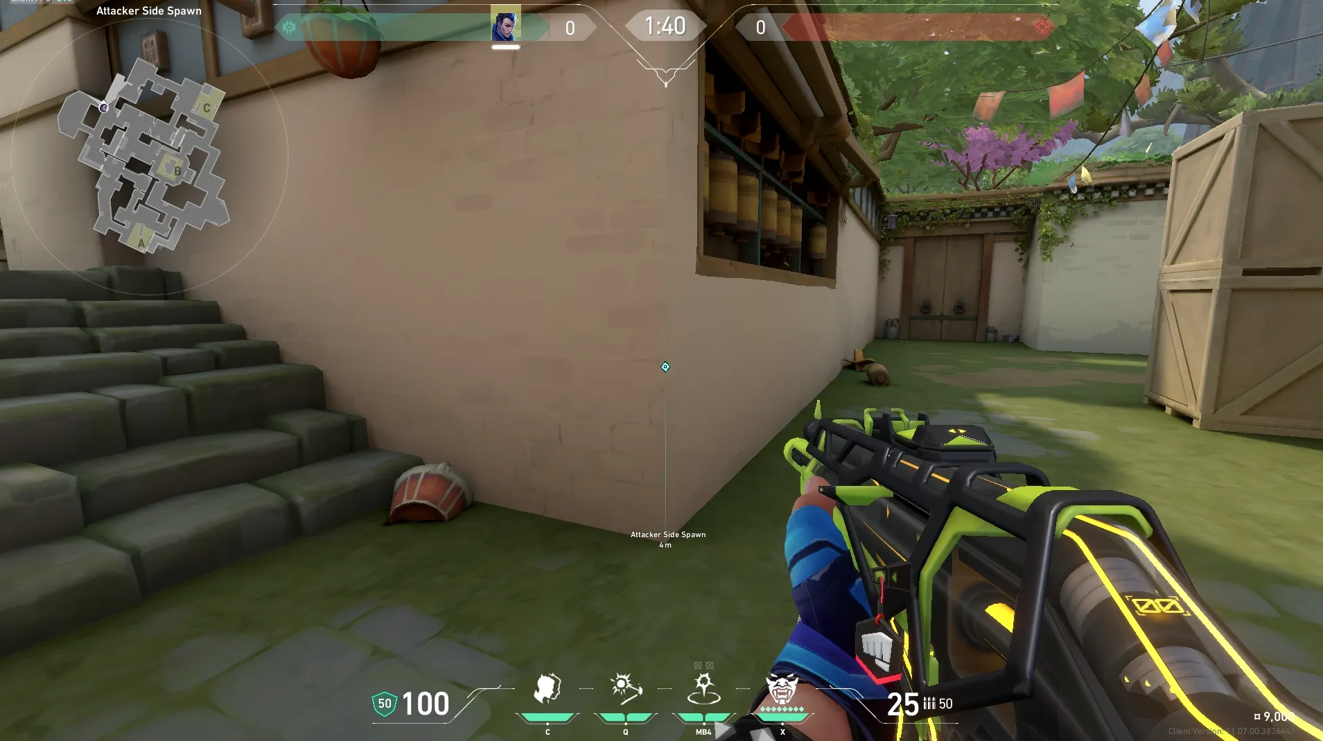 Attacker Spawn to C Site — Yoru lineup on Haven