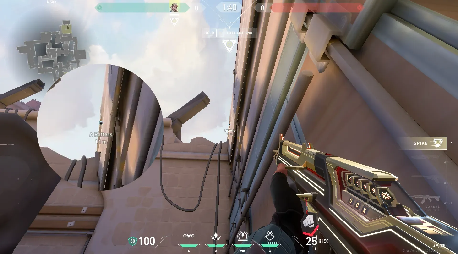 Sova Recon Bolt on Ascent Defense Site A — step 2 of 4: Aim — line up the shot