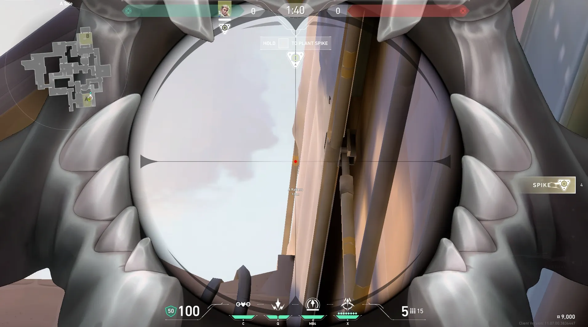 Sova Recon Bolt on Ascent Defense Site A — step 3 of 4: Aim — line up the shot
