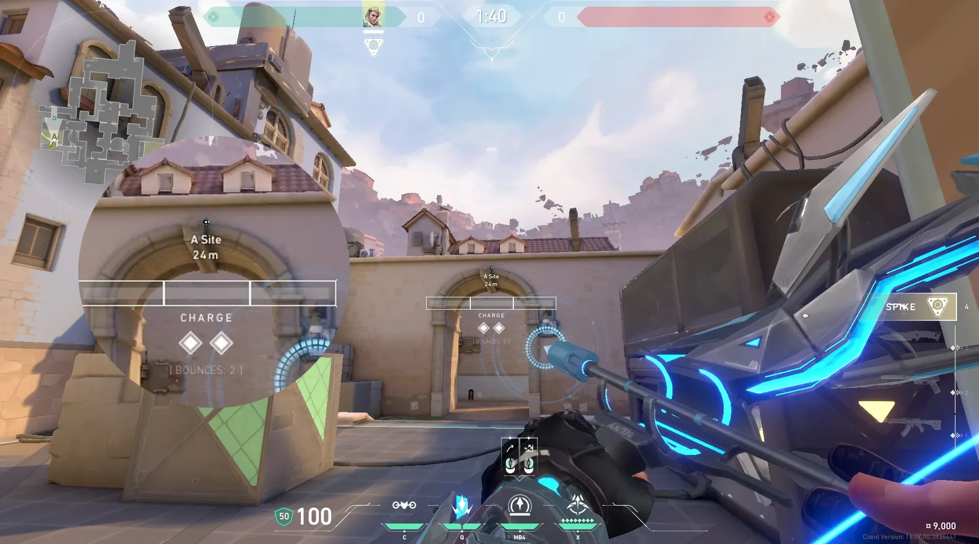 Sova Recon Bolt on Ascent Defense Site A — step 2 of 4: Aim — line up the shot