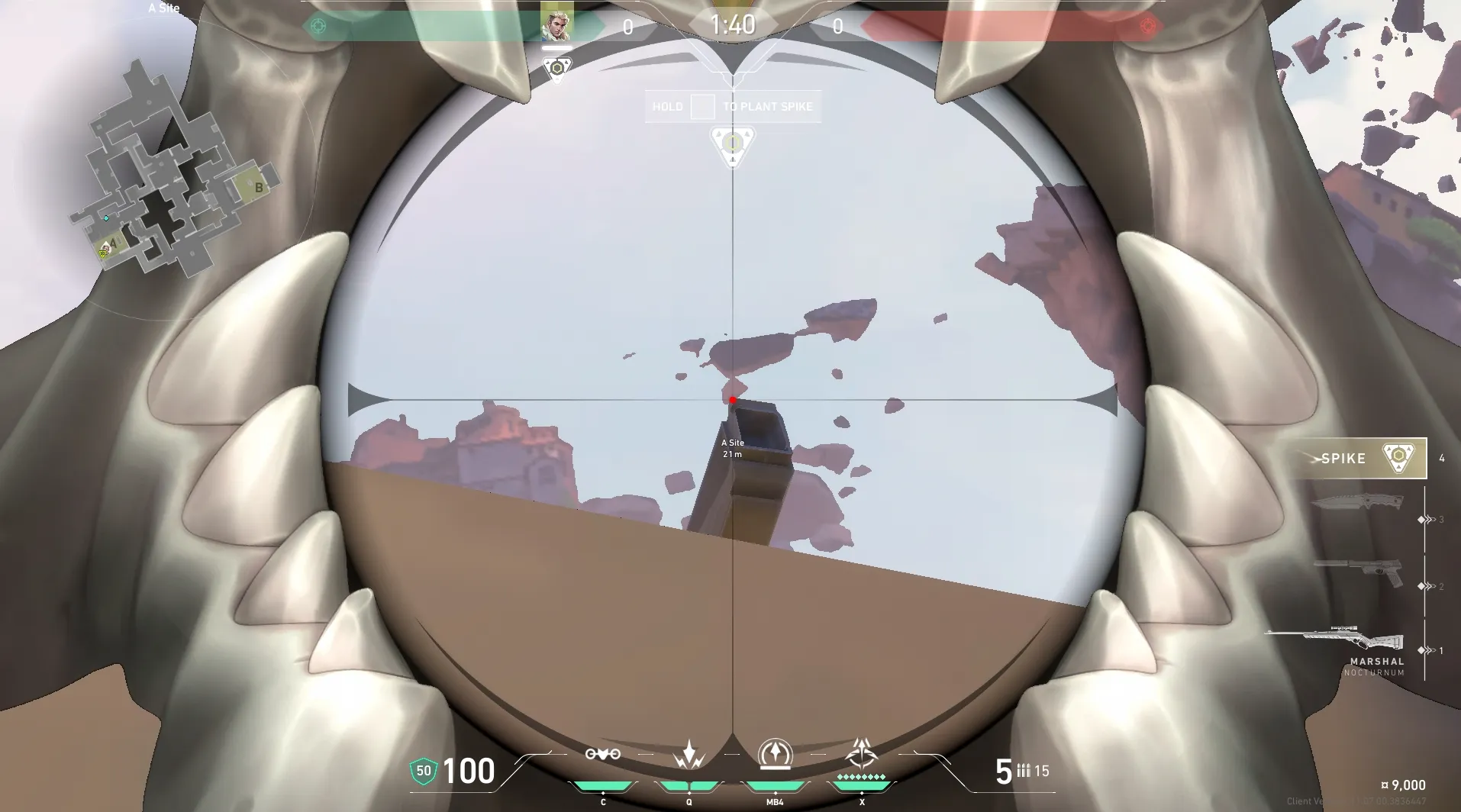 Sova Recon Bolt on Ascent Defense Site A — step 3 of 5: Aim — line up the shot