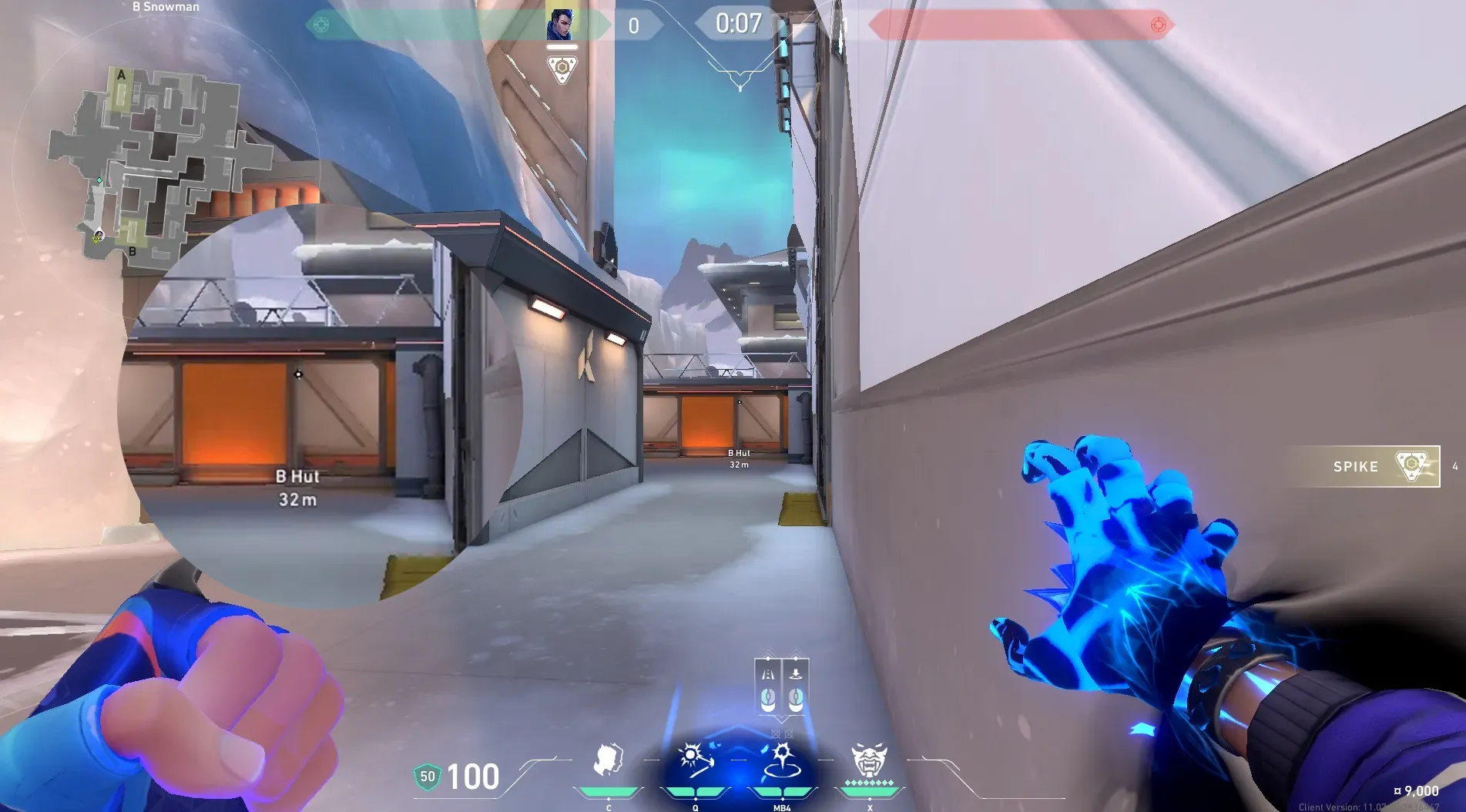 Yoru Gatecrash on Icebox Defense Site A — step 2 of 4: Aim — line up the shot