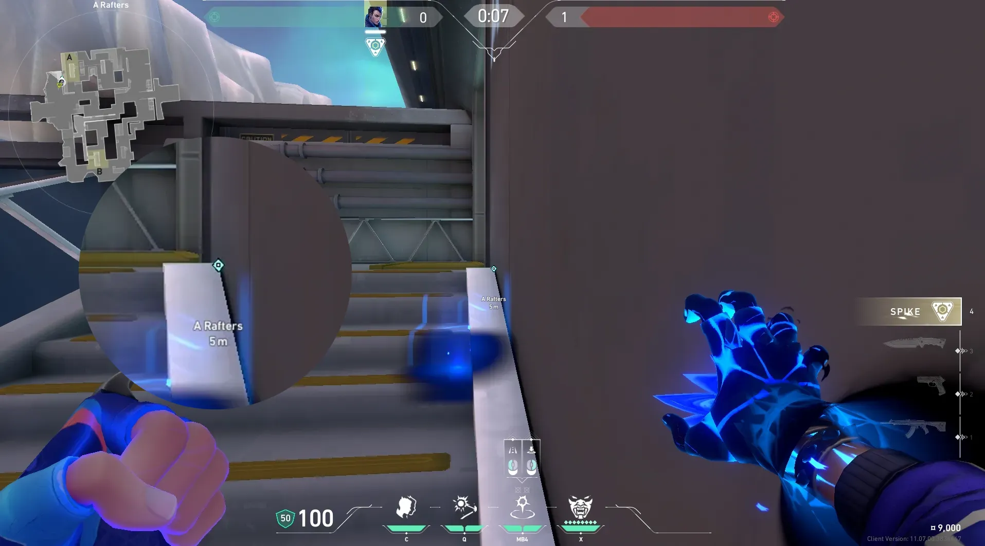 Yoru Gatecrash on Icebox Defense Site A — step 2 of 3: Aim — line up the shot