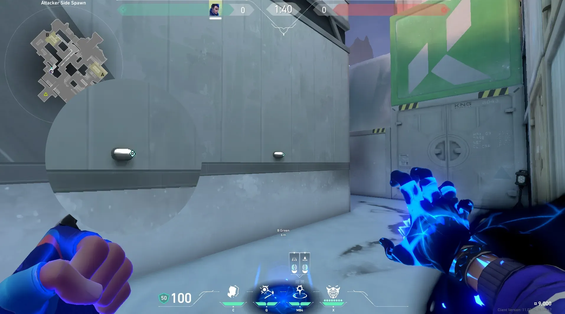 Yoru Gatecrash on Icebox Attack Site B — step 2 of 3: Aim — line up the shot