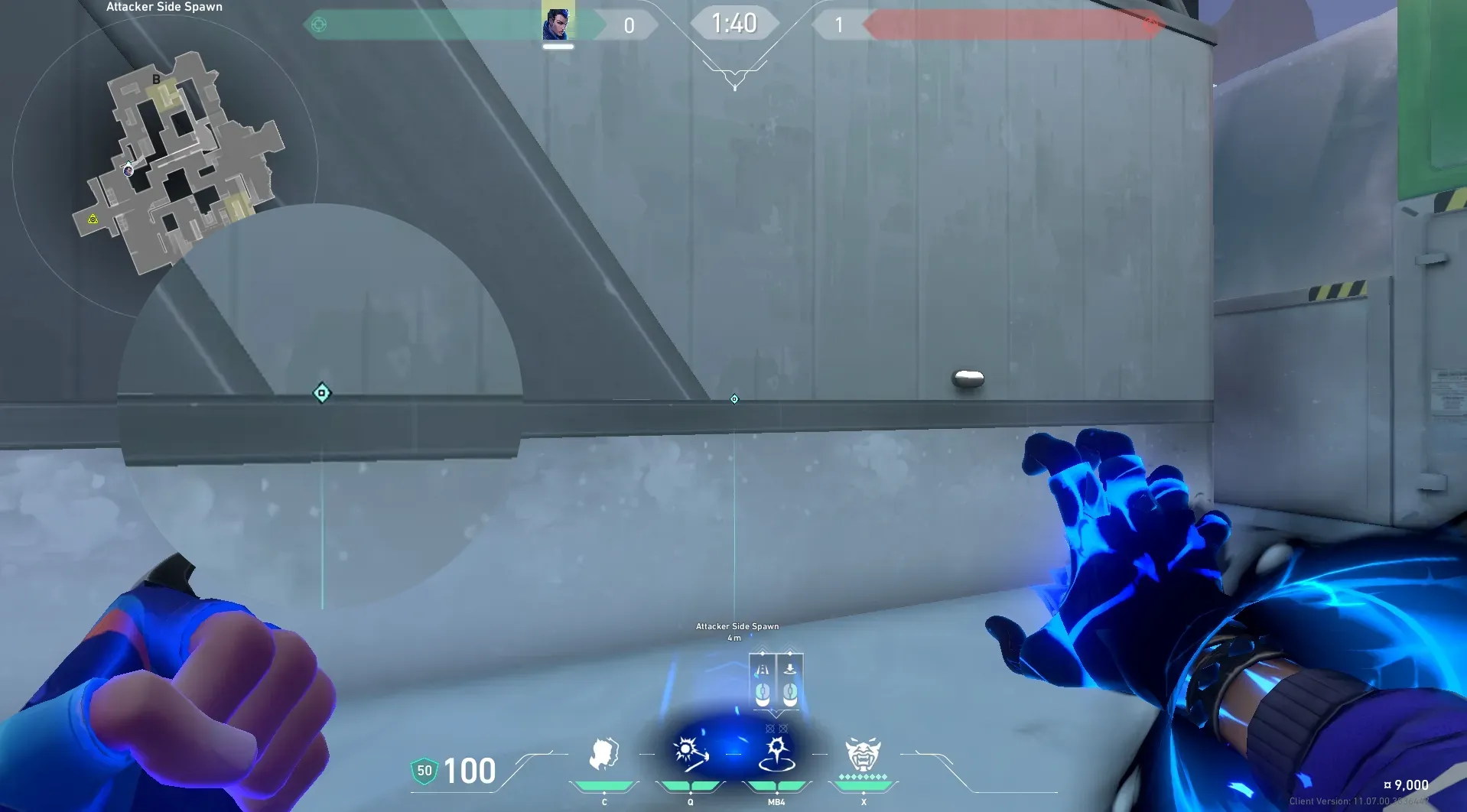Yoru Gatecrash on Icebox Attack Site B — step 2 of 3: Aim — line up the shot