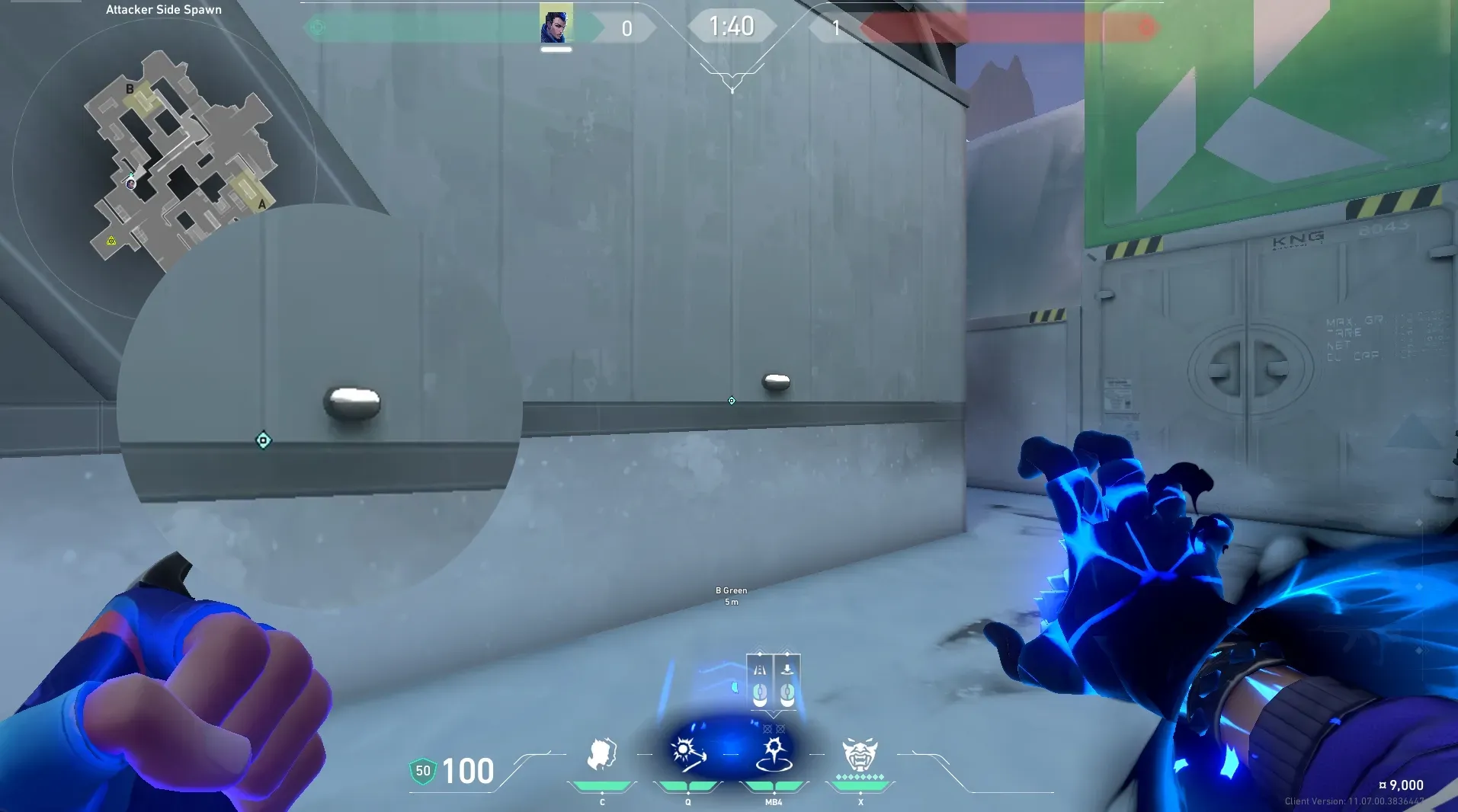 Yoru Gatecrash on Icebox Attack Site B — step 2 of 3: Aim — line up the shot