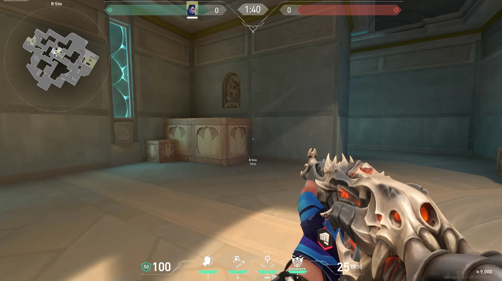 Yoru Gatecrash on Lotus Defense Mid — step 1 of 3: Position — where to stand