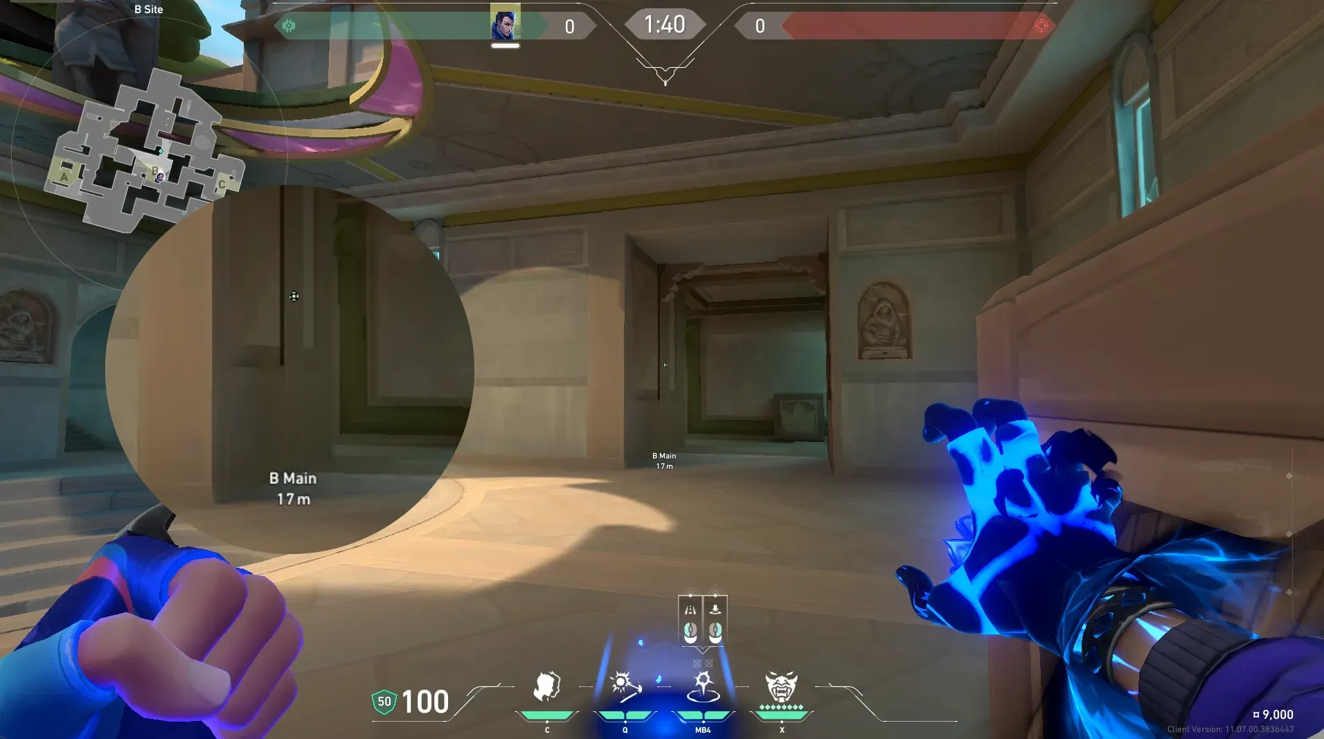 Yoru Gatecrash on Lotus Defense Mid — step 2 of 3: Aim — line up the shot