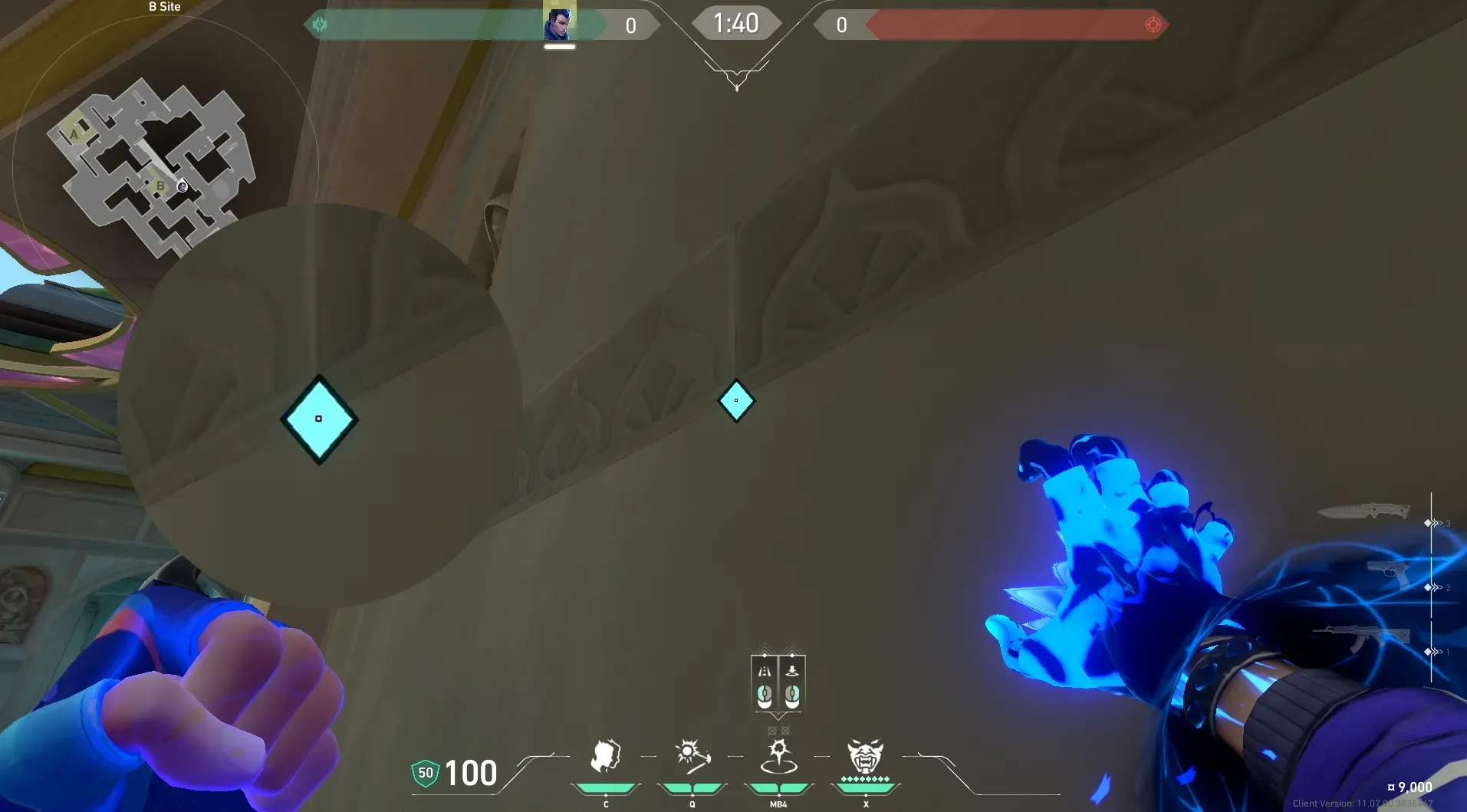 Yoru Gatecrash on Lotus Defense Site B — step 2 of 3: Aim — line up the shot