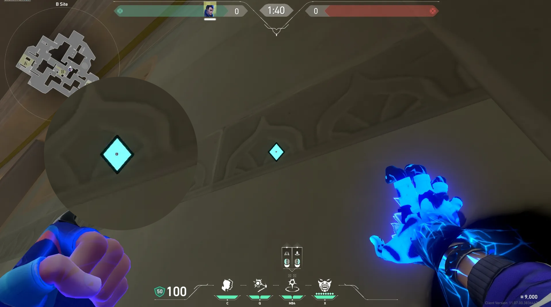 Yoru Gatecrash on Lotus Defense Mid — step 2 of 3: Aim — line up the shot