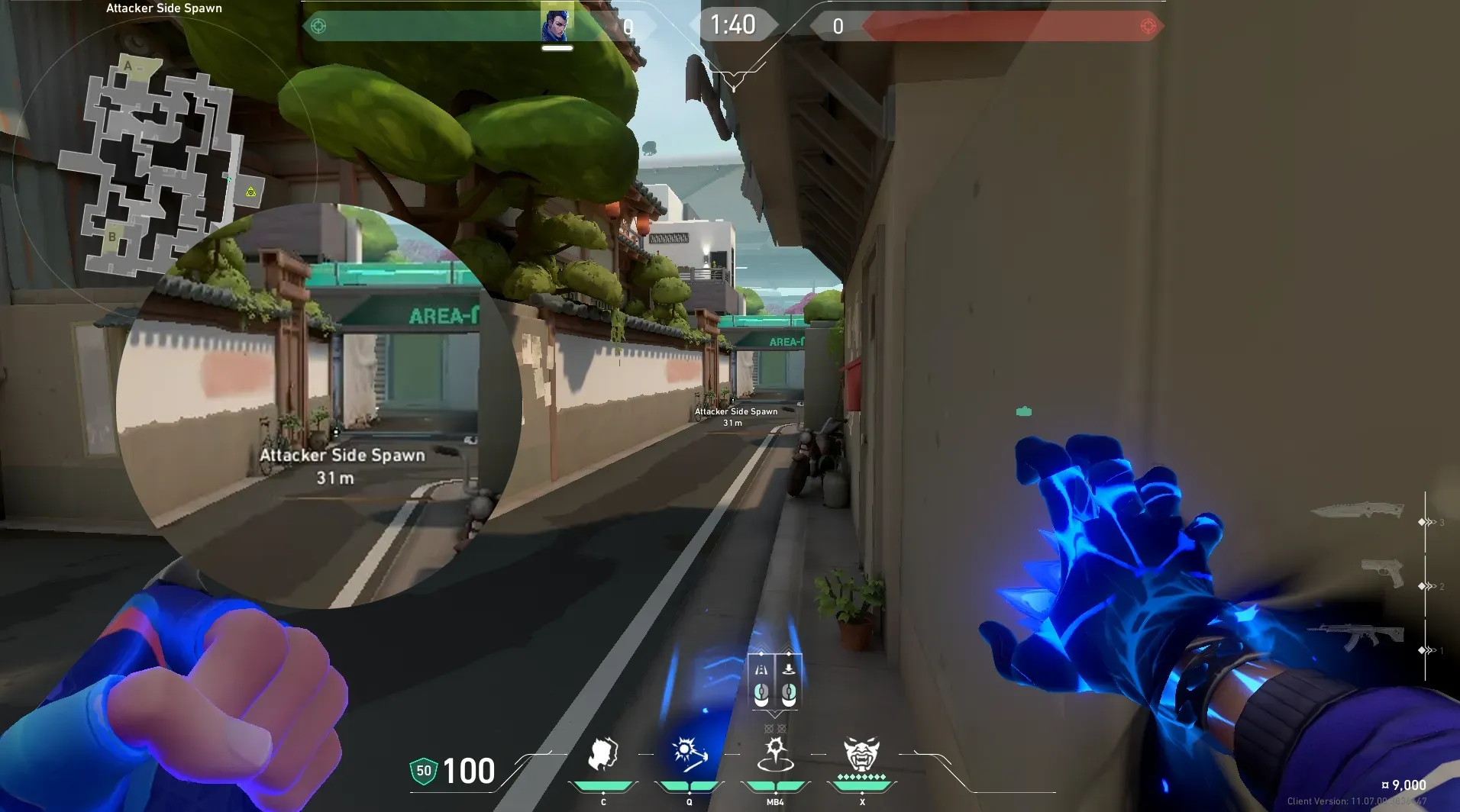 Yoru Gatecrash on Split Attack Site A — step 2 of 4: Aim — line up the shot