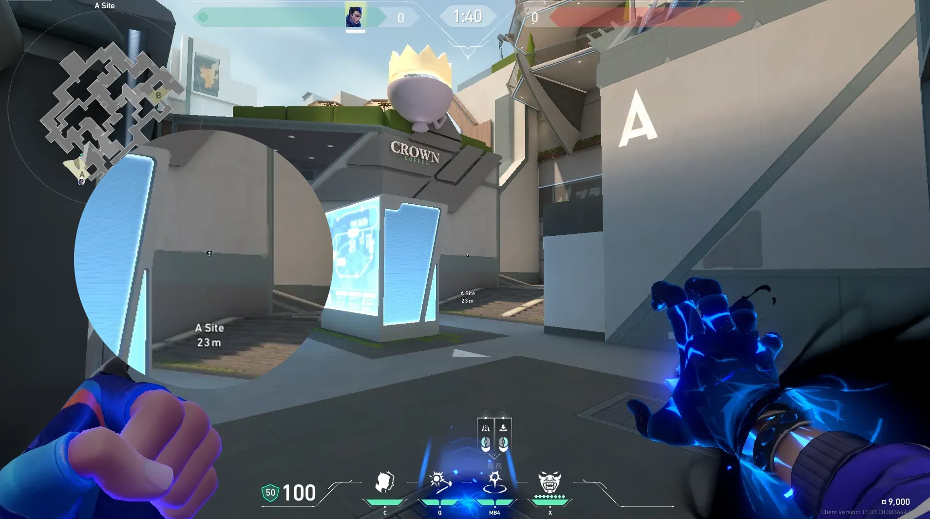Yoru Gatecrash on Split Defense Site A — step 2 of 3: Aim — line up the shot