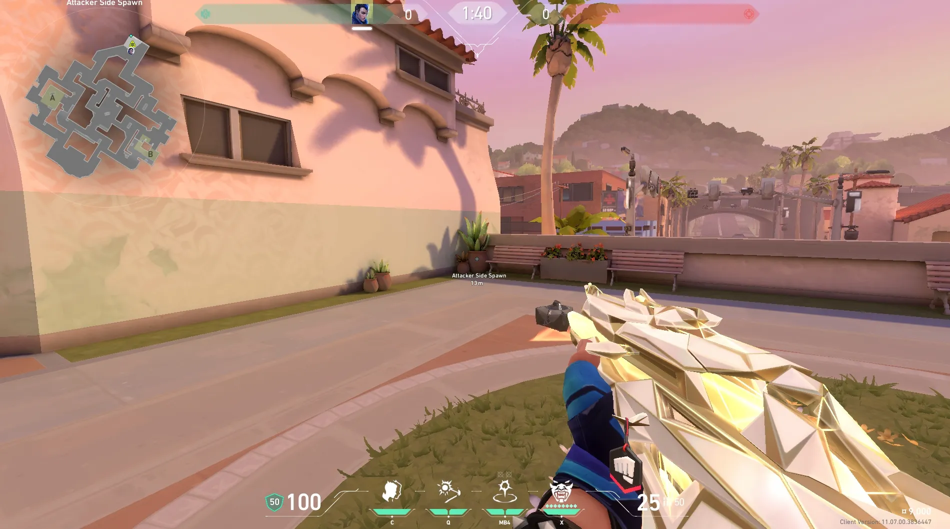 Attacker Spawn to B Main #2 — Yoru lineup on Sunset