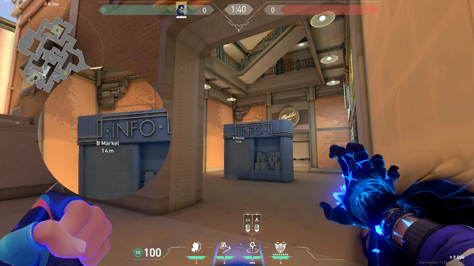 Yoru Gatecrash on Sunset Defense Site A — step 2 of 4: Aim — line up the shot