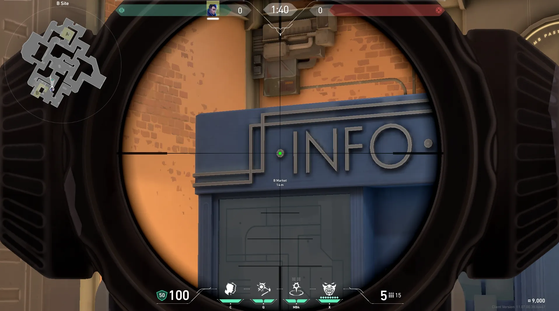 Yoru Gatecrash on Sunset Defense Site A — step 3 of 4: Aim — line up the shot