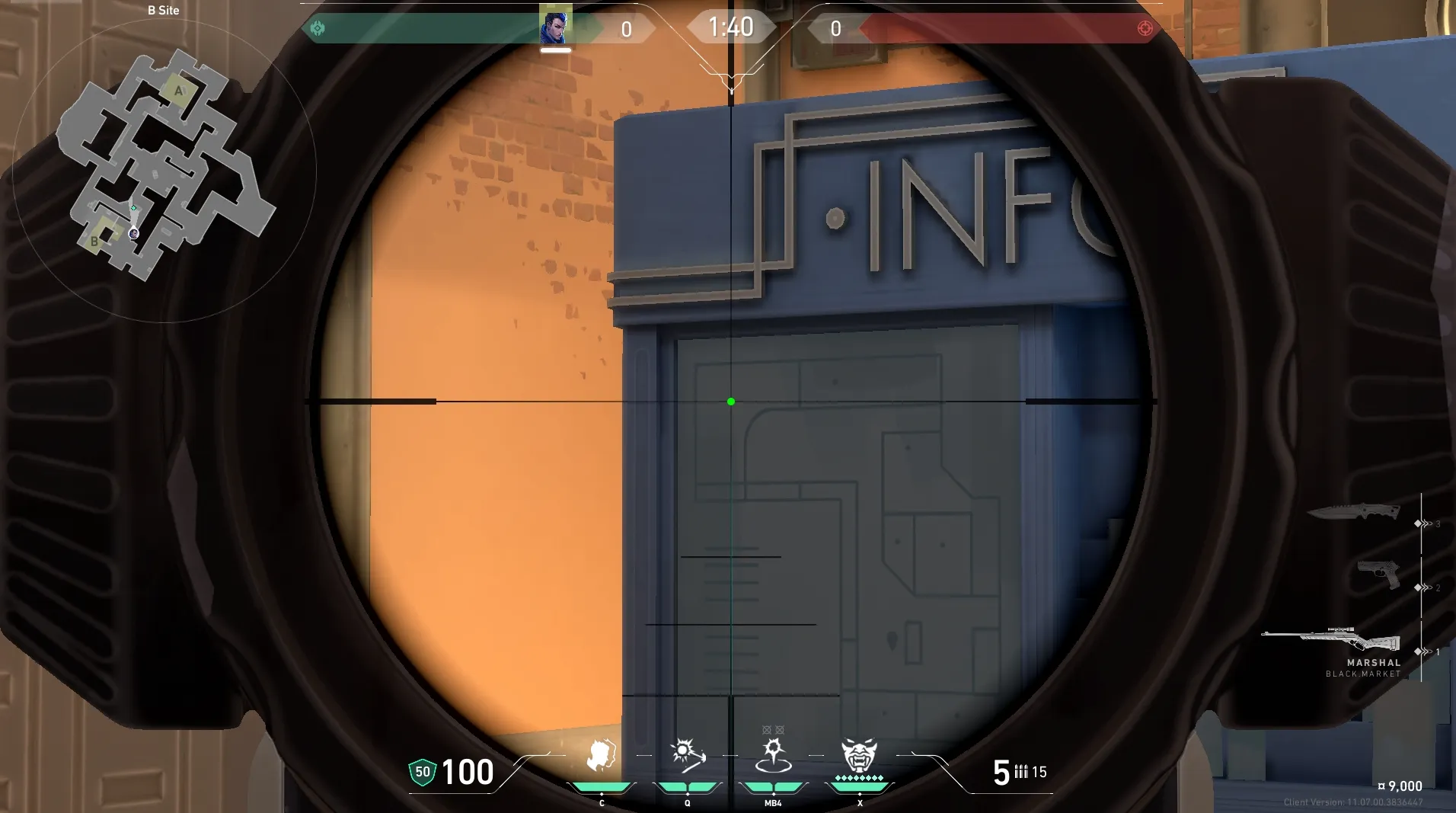 Yoru Gatecrash on Sunset Defense Site A — step 3 of 4: Aim — line up the shot