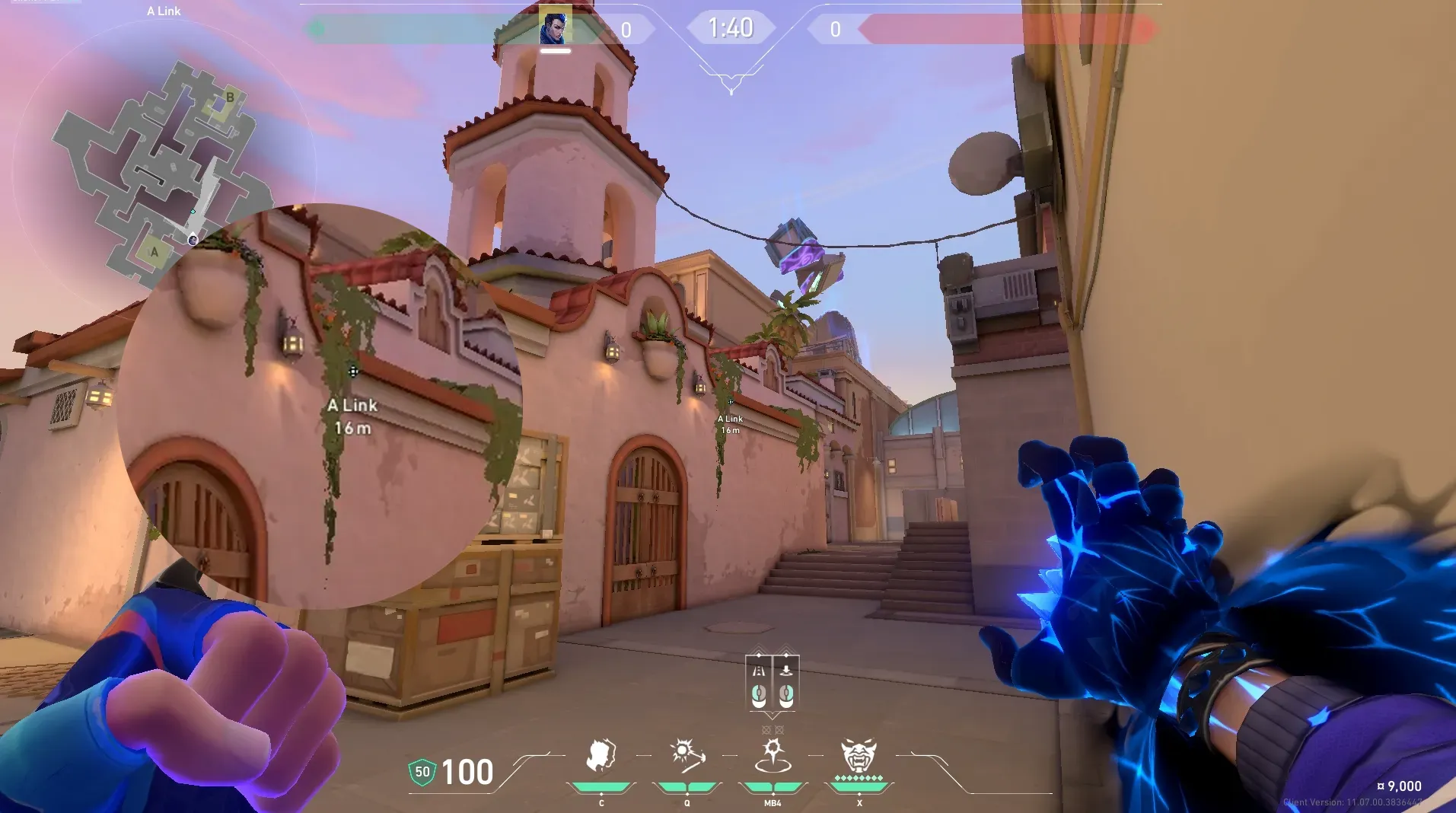 Yoru Gatecrash on Sunset Defense Site B — step 2 of 3: Aim — line up the shot