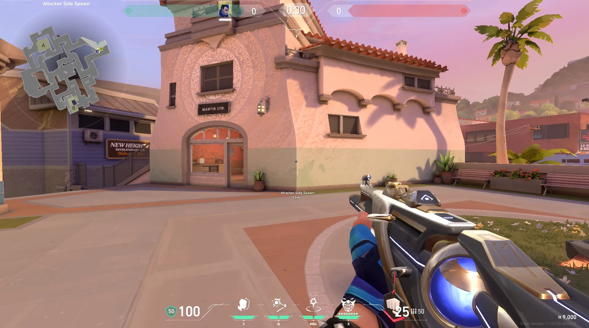 Yoru Gatecrash on Sunset Attack Site B — step 1 of 3: Position — where to stand