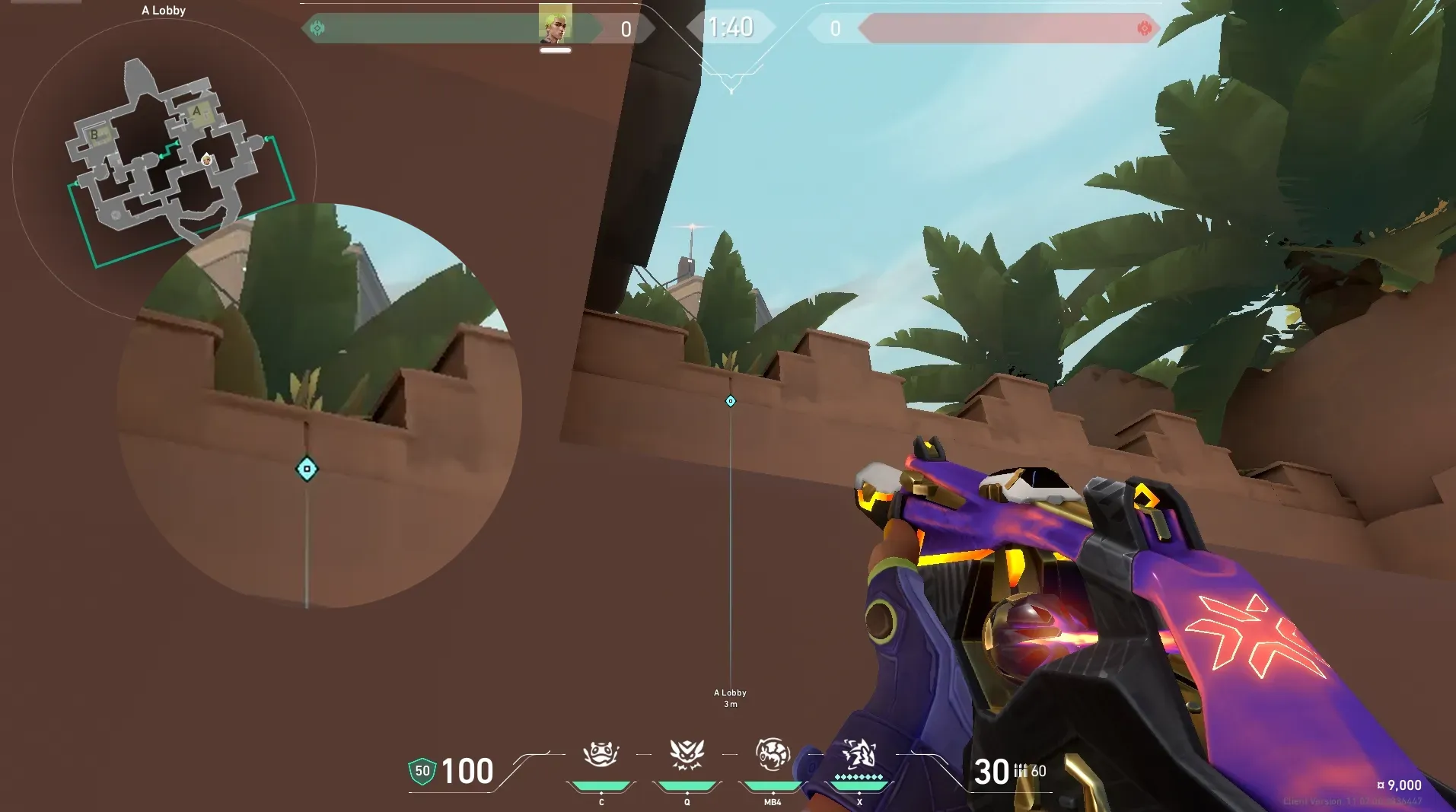 Gekko Mosh Pit on Bind Attack Site A — step 2 of 4: Aim — line up the shot