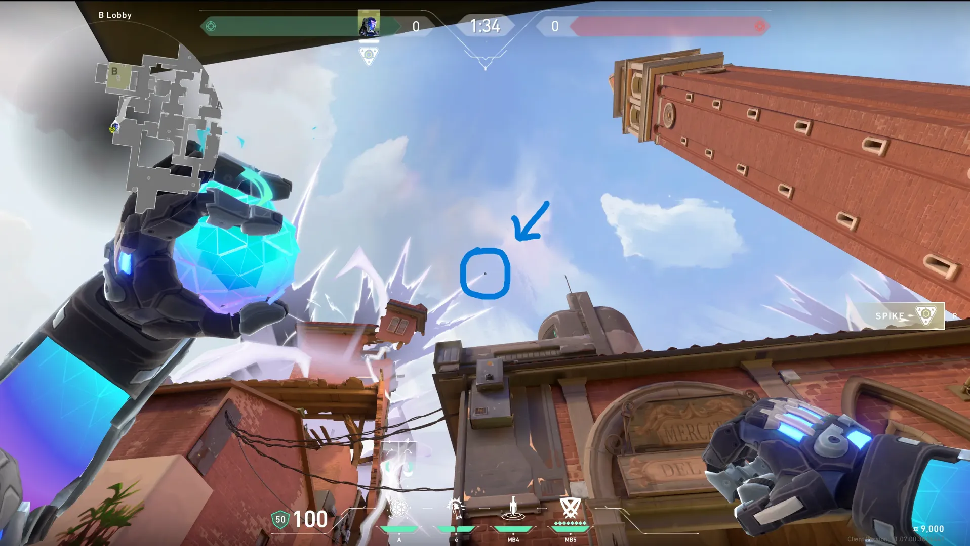 KAY/O Frag_Ment on Ascent Attack Site B — step 2 of 3: Aim — line up the shot