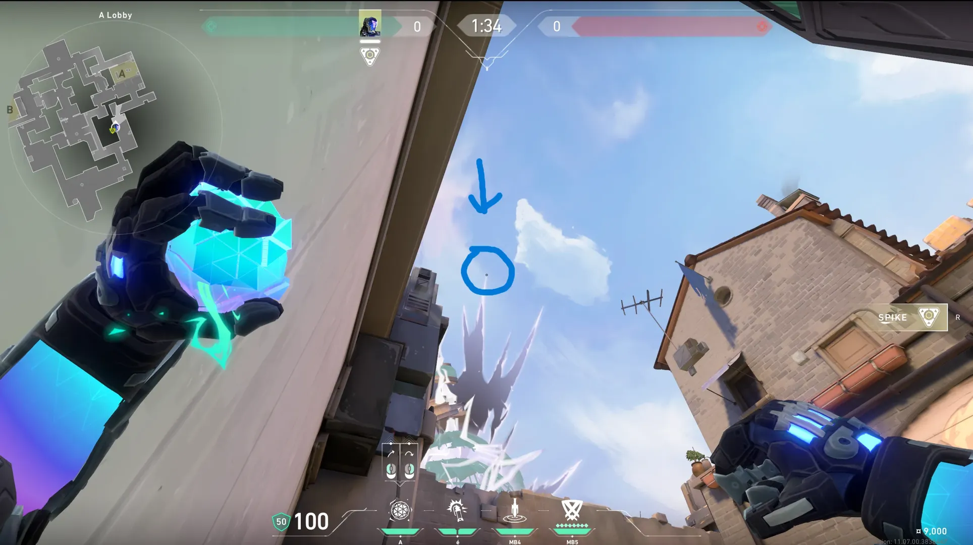 KAY/O Frag_Ment on Ascent Attack Site A — step 2 of 3: Aim — line up the shot