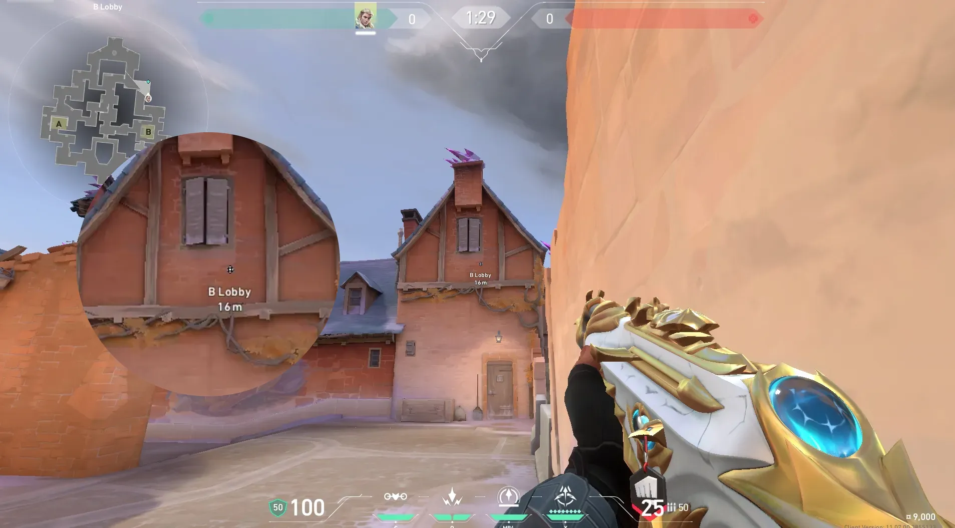 Sova Recon Bolt on Corrode Attack Site B — step 2 of 4: Aim — line up the shot