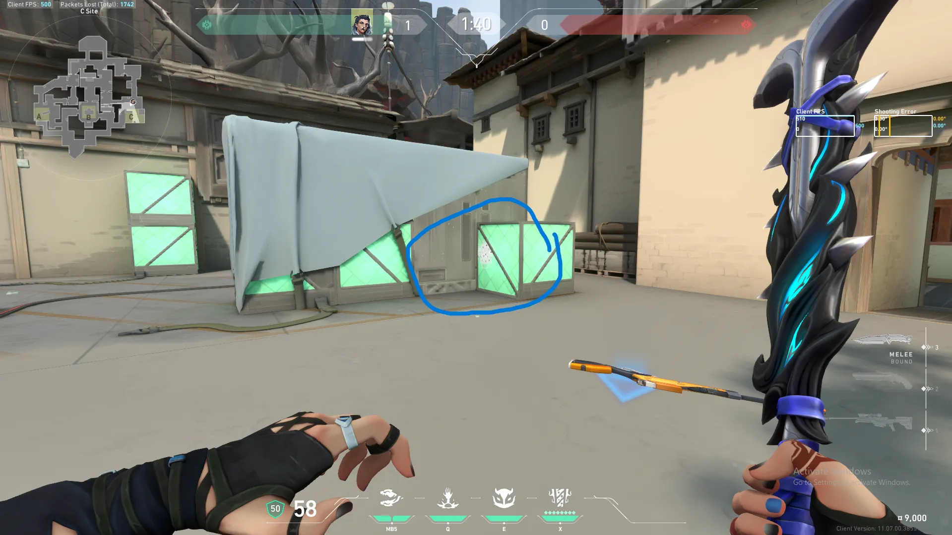 Fade Haunt on Haven Defense Site C — step 2 of 4: Aim — line up the shot