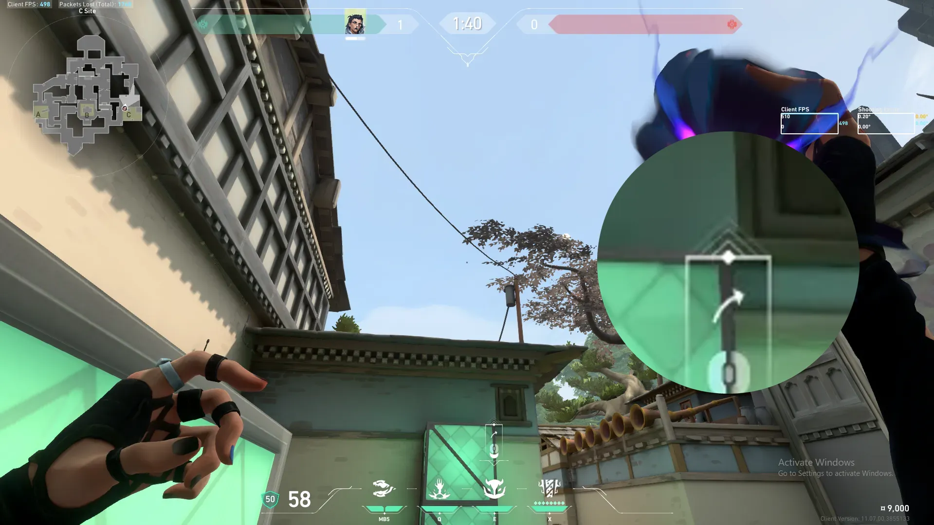 Fade Haunt on Haven Defense Site C — step 3 of 4: Aim — line up the shot
