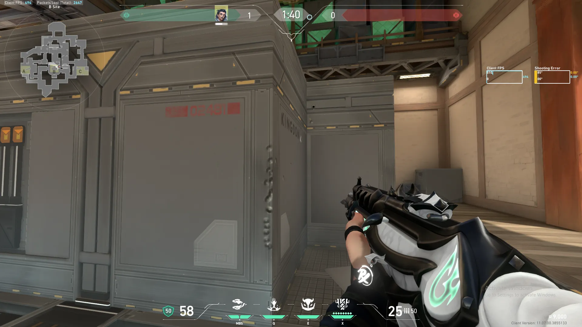 Fade Haunt on Haven Defense Site B — step 2 of 6: Aim — line up the shot
