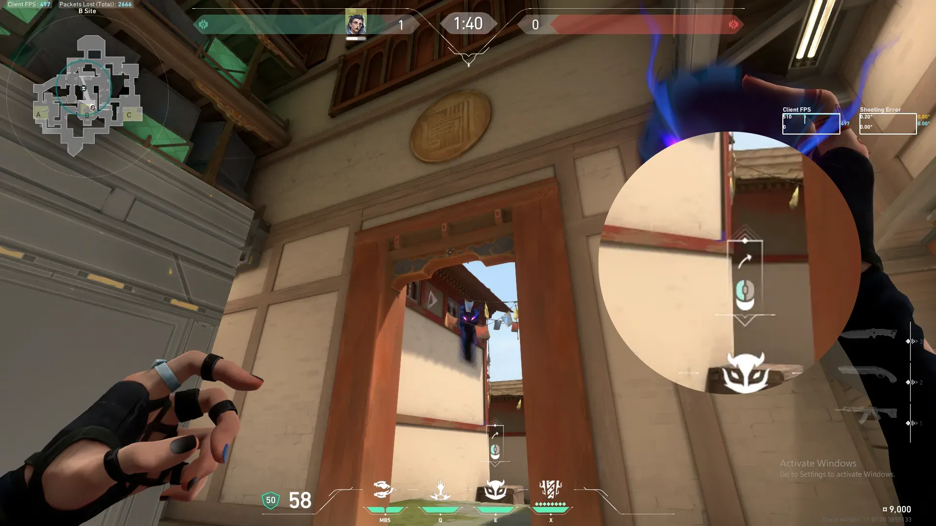 Fade Haunt on Haven Defense Site B — step 4 of 6: Aim — line up the shot