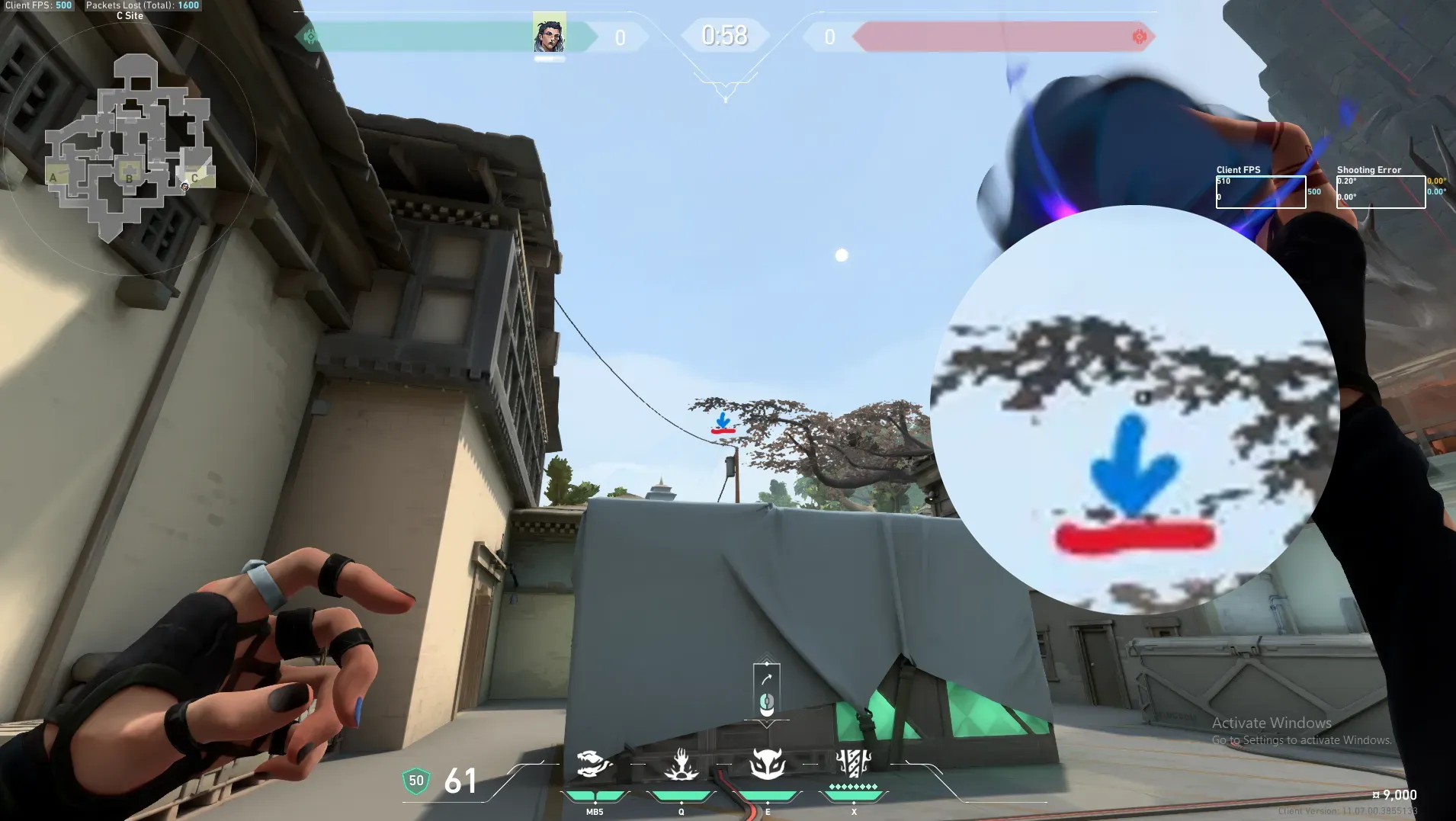 Fade Haunt on Haven Defense Site C — step 4 of 8: Aim — line up the shot