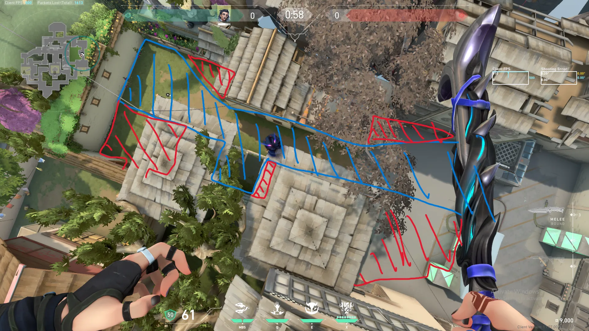 Fade Haunt on Haven Defense Site C — step 5 of 8: Aim — line up the shot