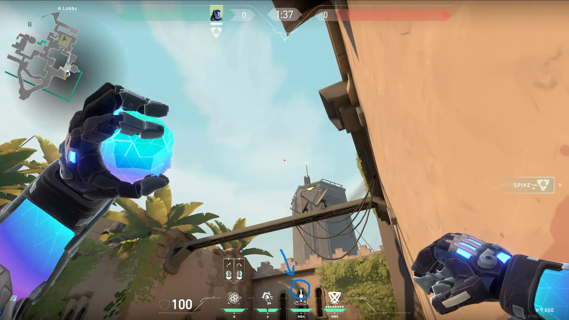 KAY/O Frag_Ment on Bind Attack Site A — step 2 of 3: Aim — line up the shot