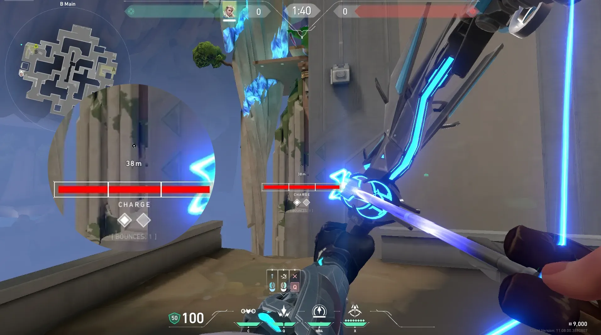 Sova Shock Bolt on Abyss Attack Site B — step 4 of 5: Aim — line up the shot