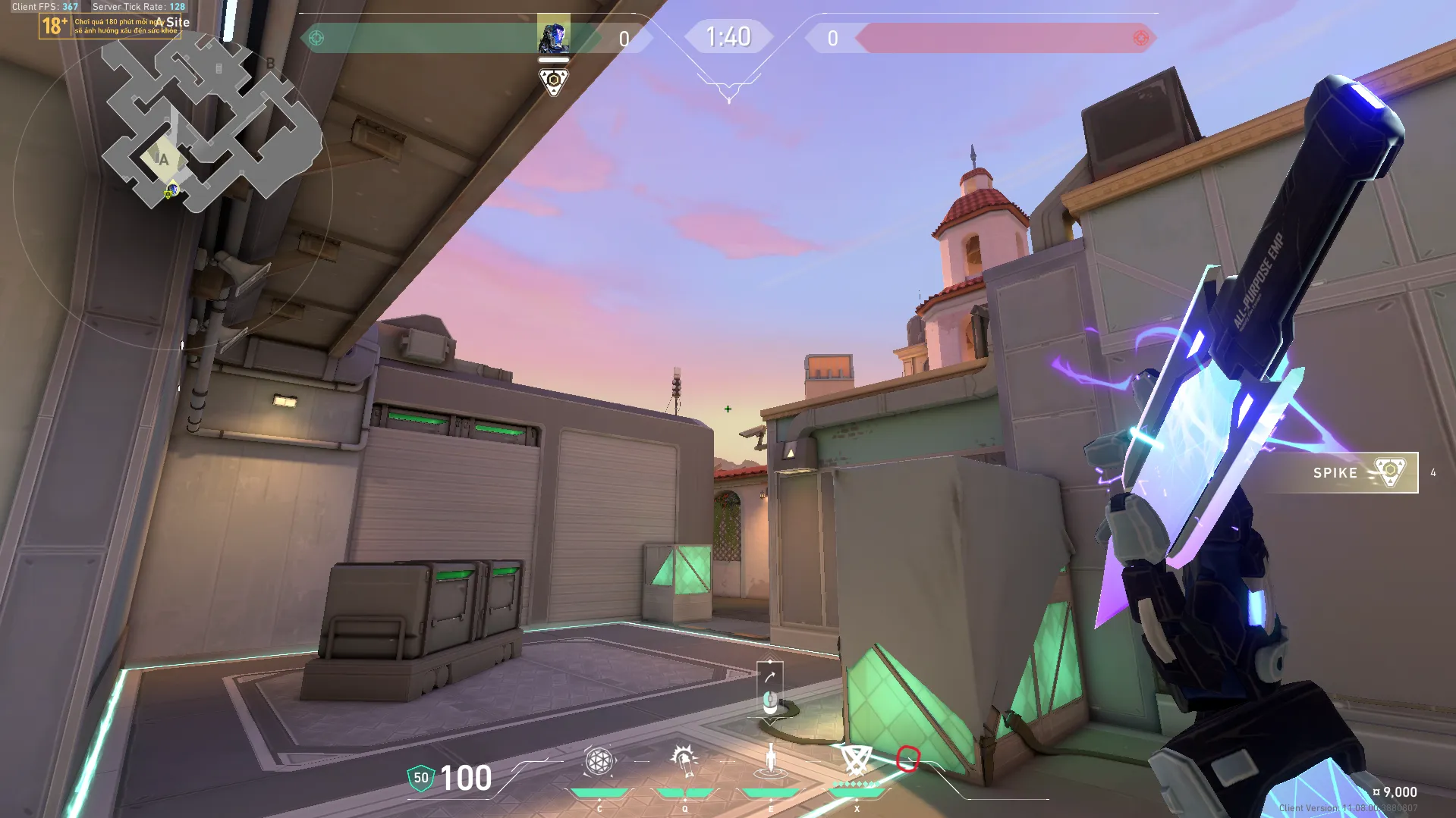 KAY/O Zero_Point on Sunset Defense Mid — step 2 of 3: Aim — line up the shot