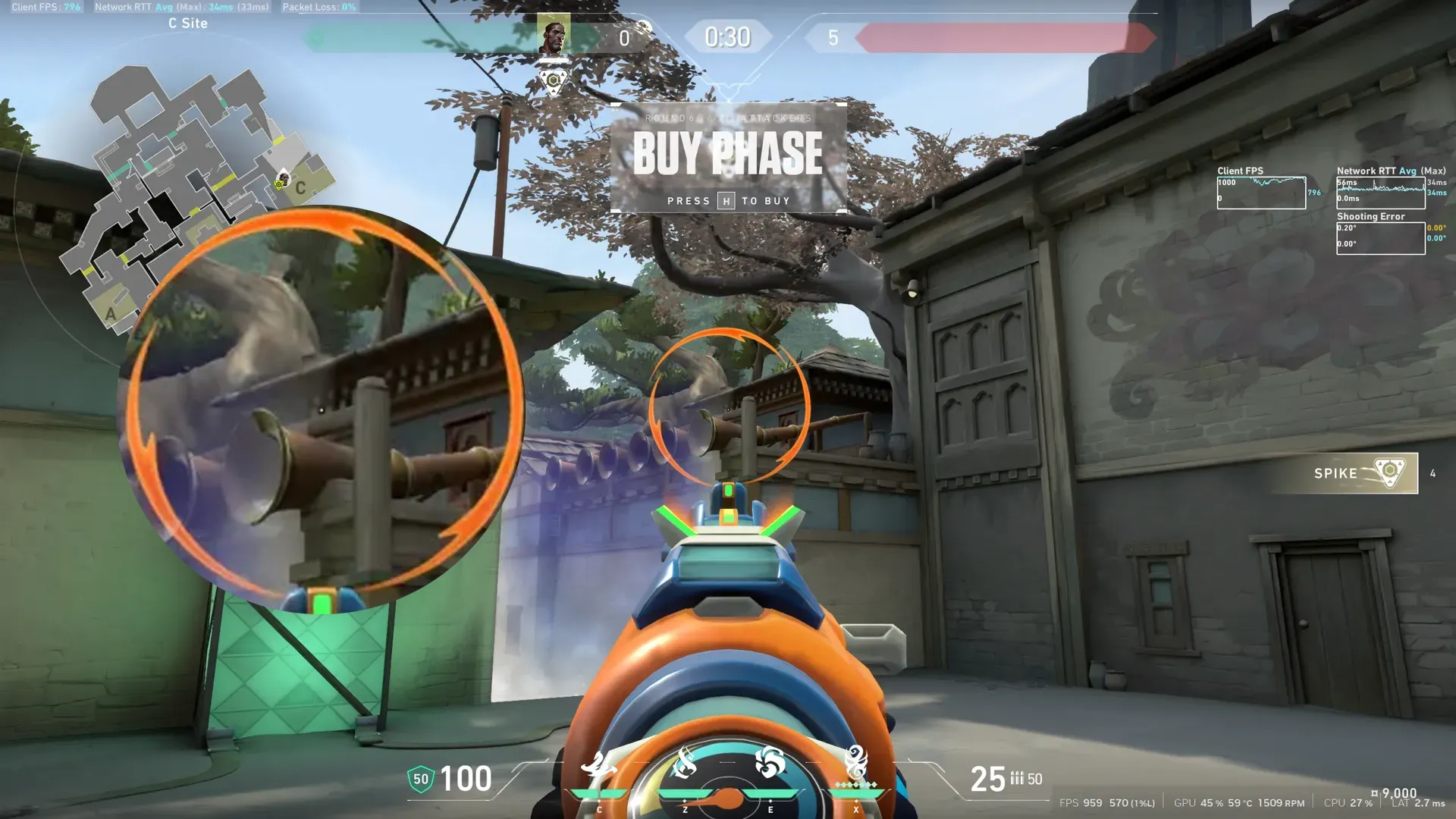 Veto Chokehold on Haven Defense Site C — step 2 of 3: Aim — line up the shot