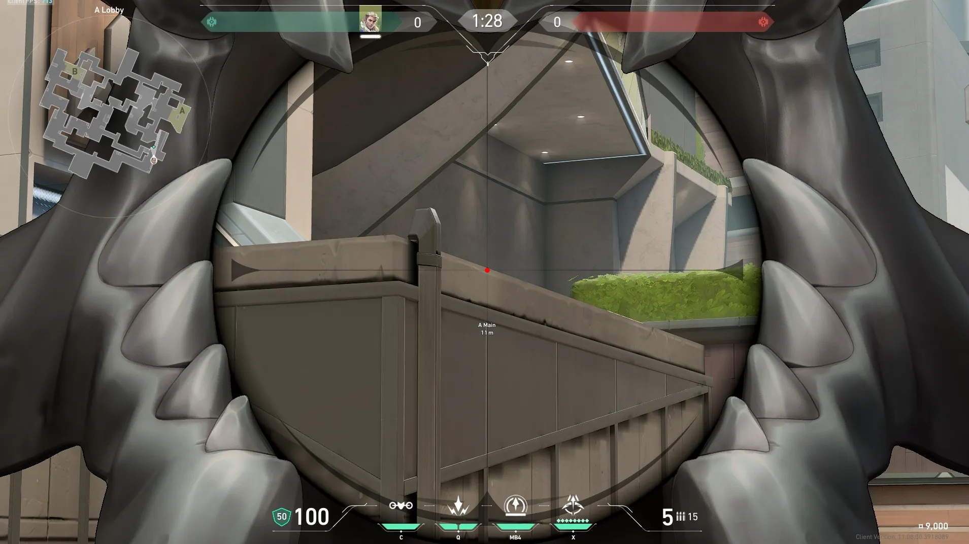 Sova Recon Bolt on Split Attack Site A — step 4 of 6: Aim — line up the shot