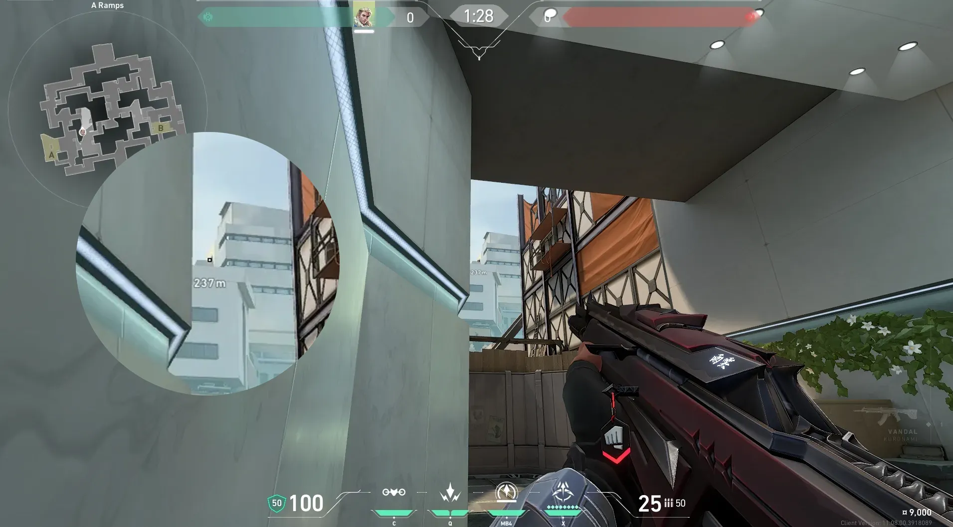 Sova Recon Bolt on Split Attack Mid — step 2 of 4: Aim — line up the shot