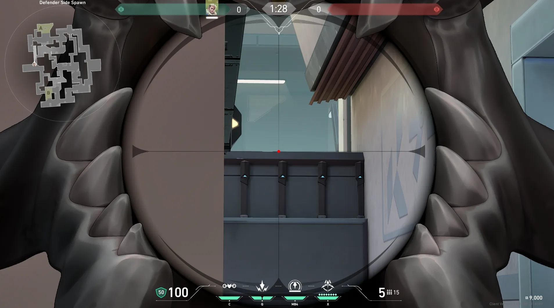Sova Recon Bolt on Split Defense Site A — step 3 of 6: Aim — line up the shot