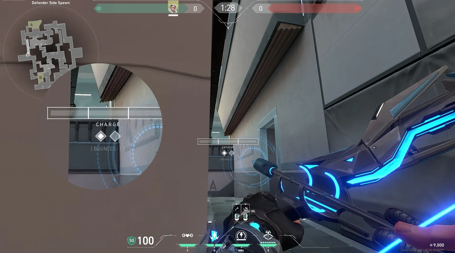 Sova Recon Bolt on Split Defense Site A — step 4 of 6: Aim — line up the shot