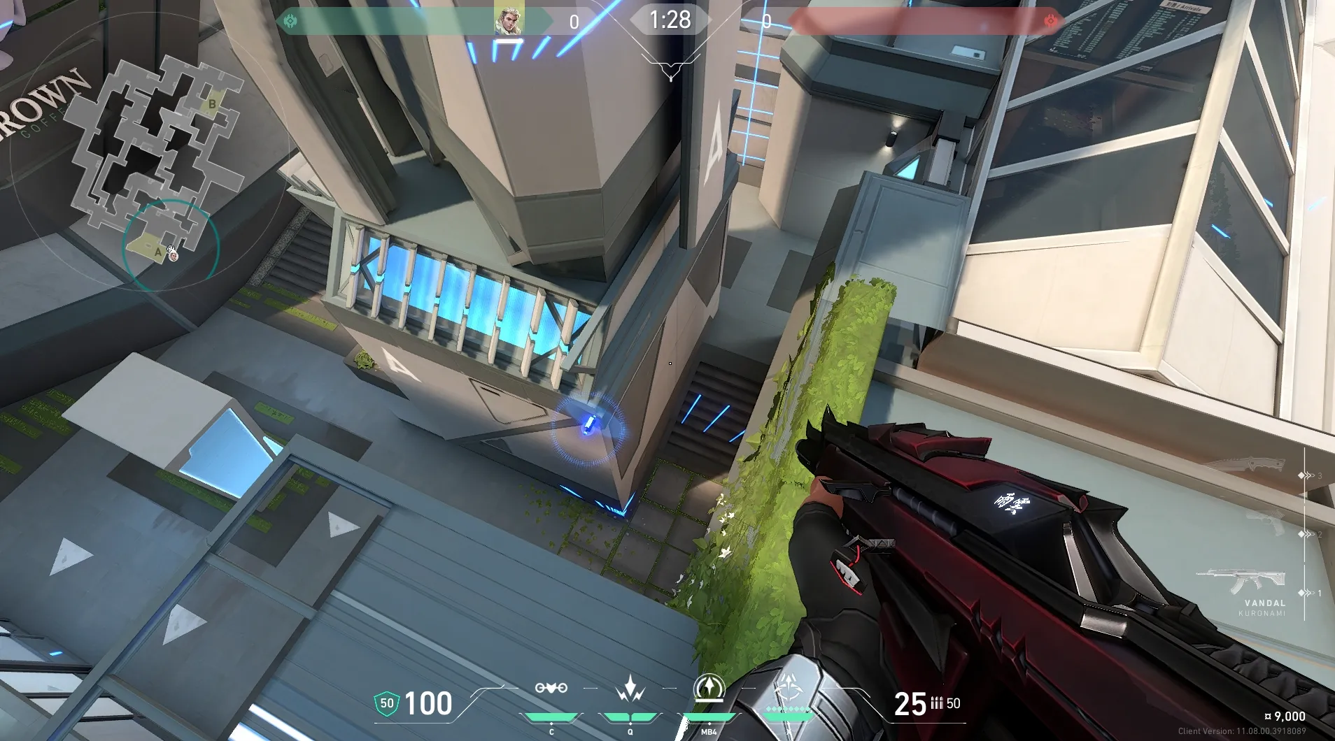 Sova Recon Bolt on Split Defense Site A — step 5 of 6: Aim — line up the shot